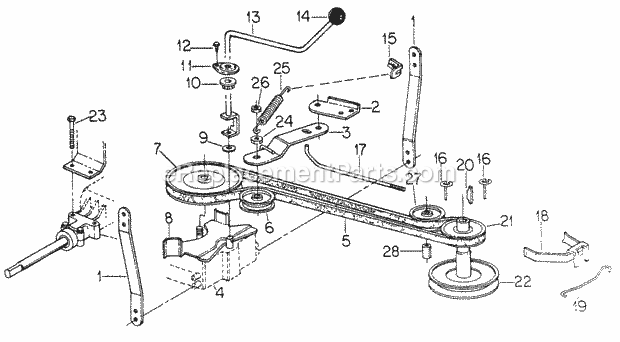 Drive-Gear Drive Diagram and Parts List for 182 134-182-399, 133-182-399, 0350030U, 132-182-3 Cub Cadet Lawn Mower